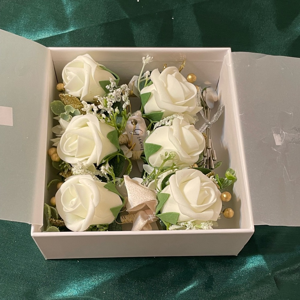 Classic White Boutonniere with Yellow Accents - Picture 5 of 7